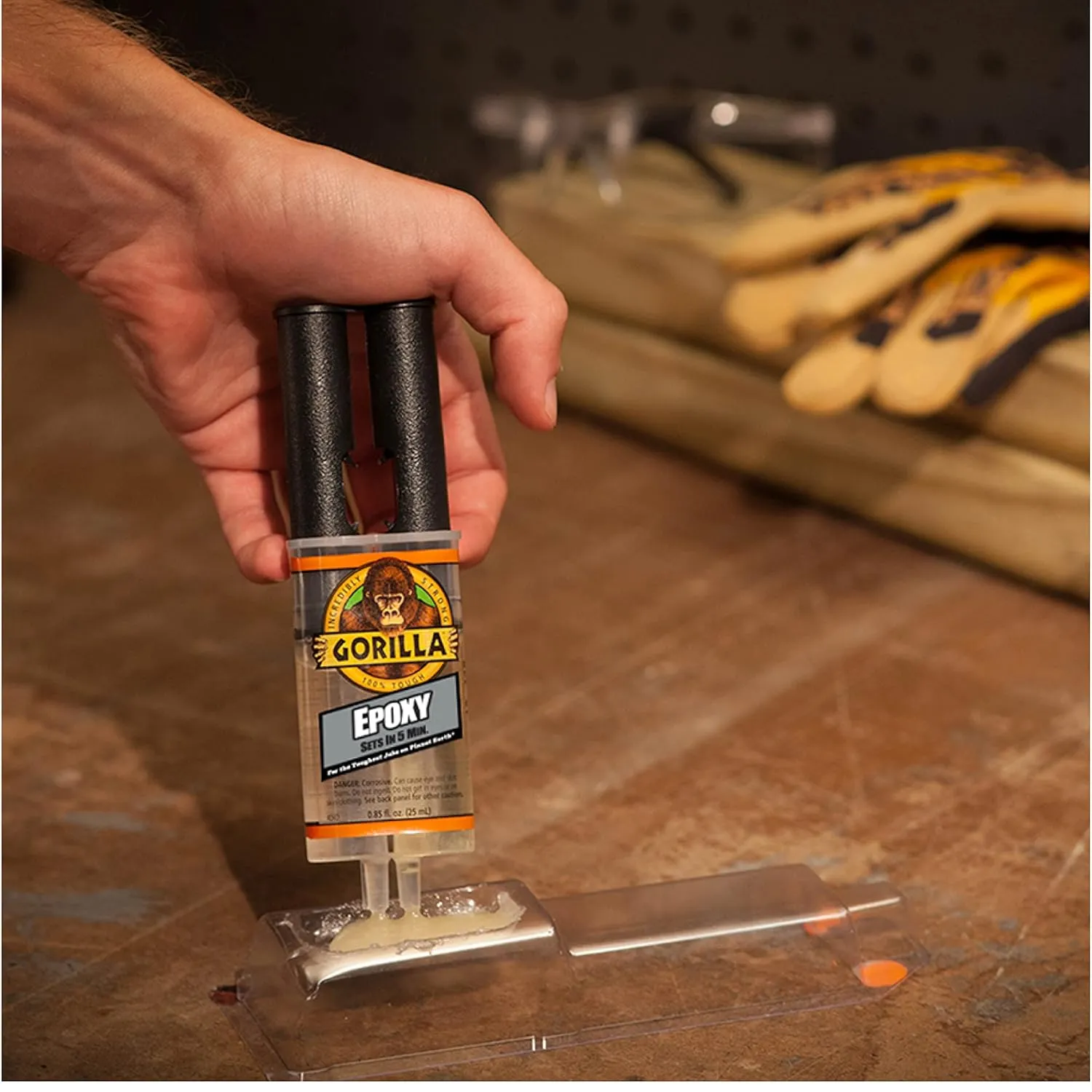 Gorilla 2 Part Epoxy, Clear Epoxy, 0.85 Ounce Syringe (Pack of 10) - 5 Minute Set, Incredibly Strong Bonding