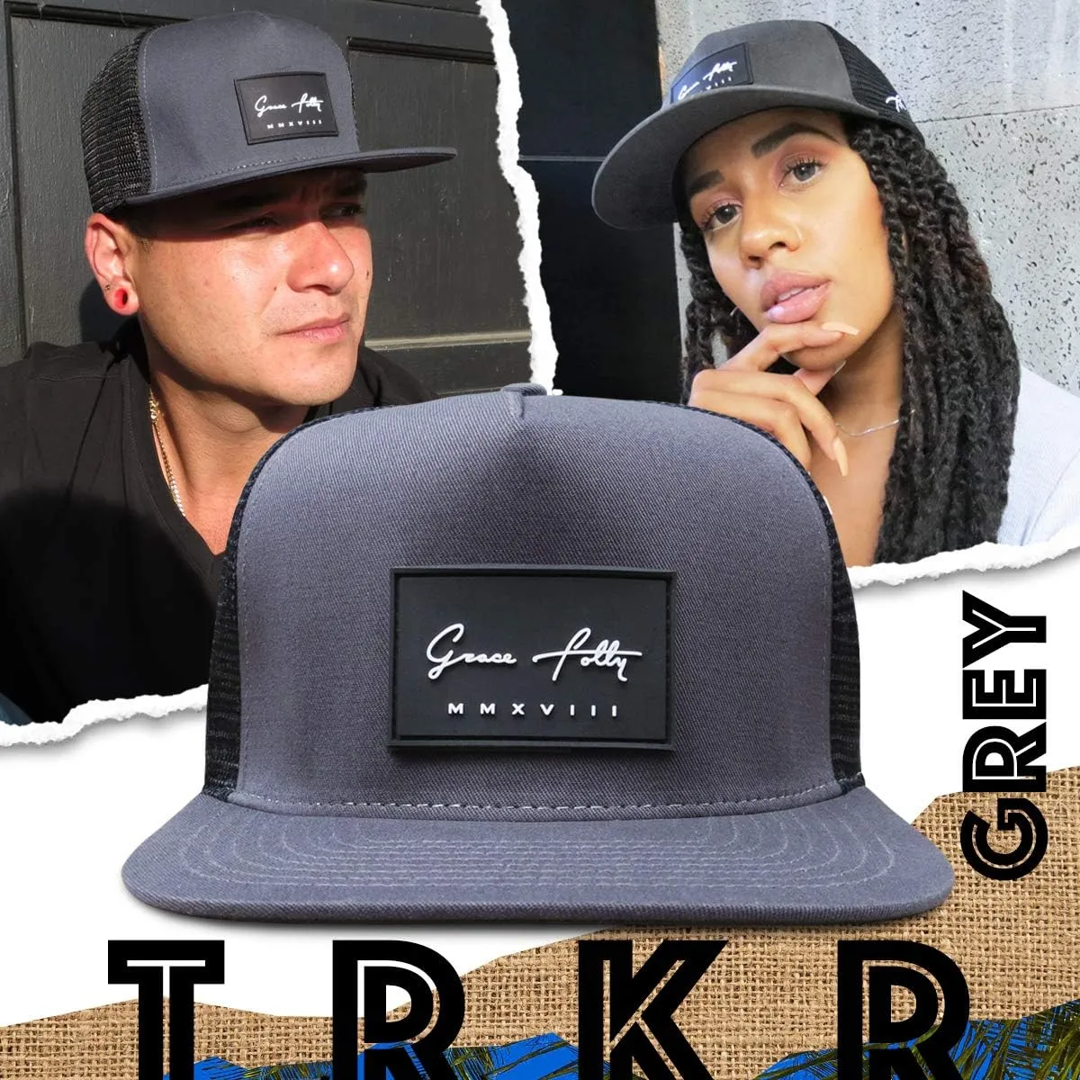 Grace Folly Trucker Hat for Men & Women. Snapback Mesh Caps
