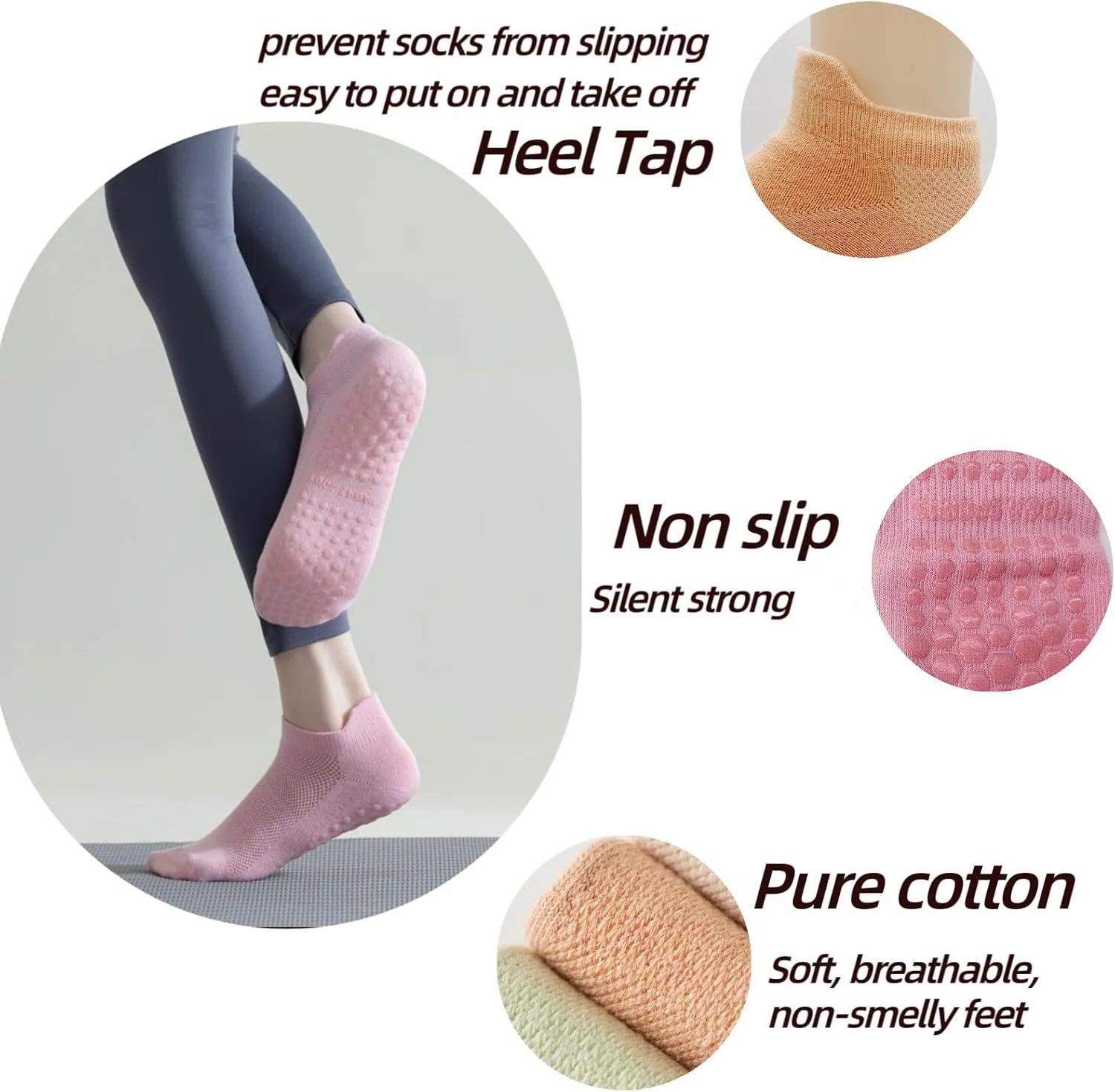 Grip Pilates Yoga Socks for Women Non Slip Hospital Socks for Women Barre Grippy