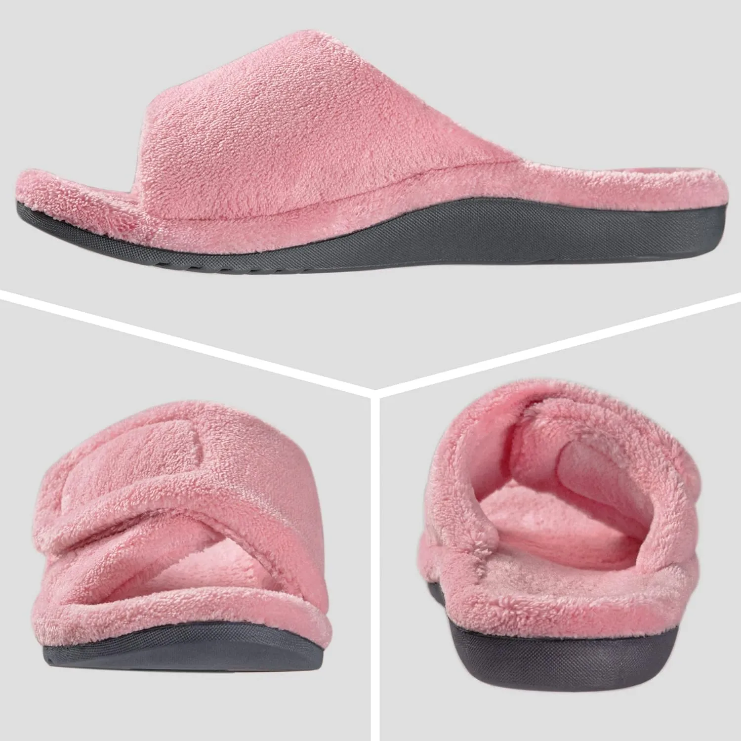 GRITHEIM Women's Orthotic Arch Support Slippers Fuzzy Adjustable Orthopedic Slippers for Plantar Fasciitis Furry Slide for Ladies