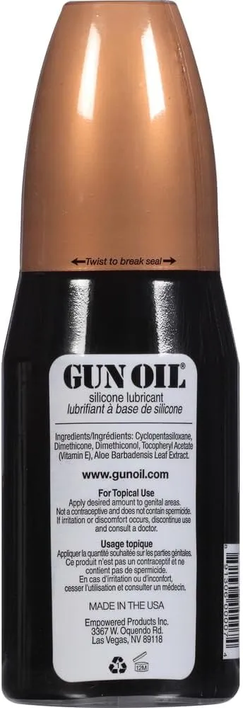 Gun Oil Silicone Based Lubricant 8 Ounce Personal Long-Lasting Sex Lube Condom & Latex-Safe Hypoallergenic Unscented No Residue Non Sticky Intimate Lubrication Works Underwater Couples, Men and Women