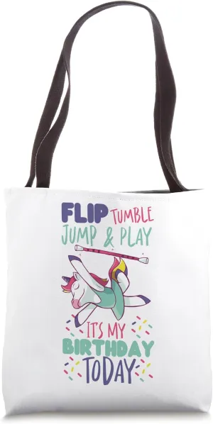 Gymnastics Birthday Tumbling Flip Tumble Jump & Play It's My Tote Bag