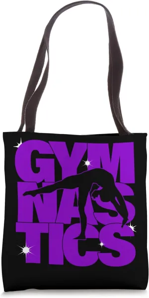 Gymnastics Purple Gymnast Black White Star Tumble Tote Bag