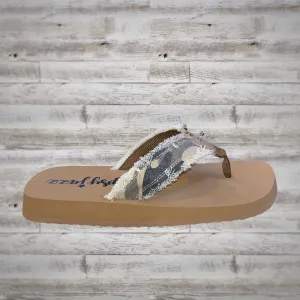 Gypsy Jazz Fringe Flatform Flip Flop Sandals in Camo