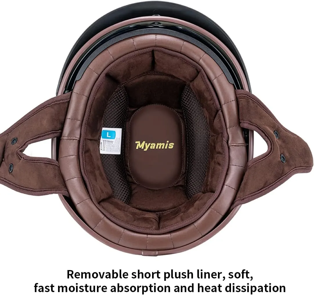 Half Helmet Motorcycle Men Women Adults Dot Approved Vintage Half Face Helmet with Additional Clear Visor and Ear Pads MH107