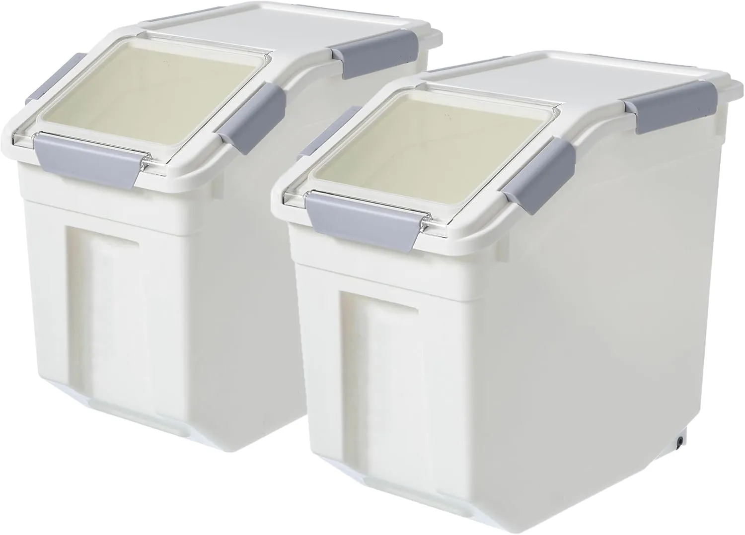 HANAMYA 15 Liter / 30 lbs Rice Storage Container with Measuring Cup, BPA free, For Rice | Grain | Pet Food | Flour, 2 count, White