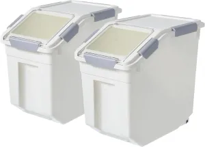 HANAMYA 15 Liter / 30 lbs Rice Storage Container with Measuring Cup, BPA free, For Rice | Grain | Pet Food | Flour, 2 count, White
