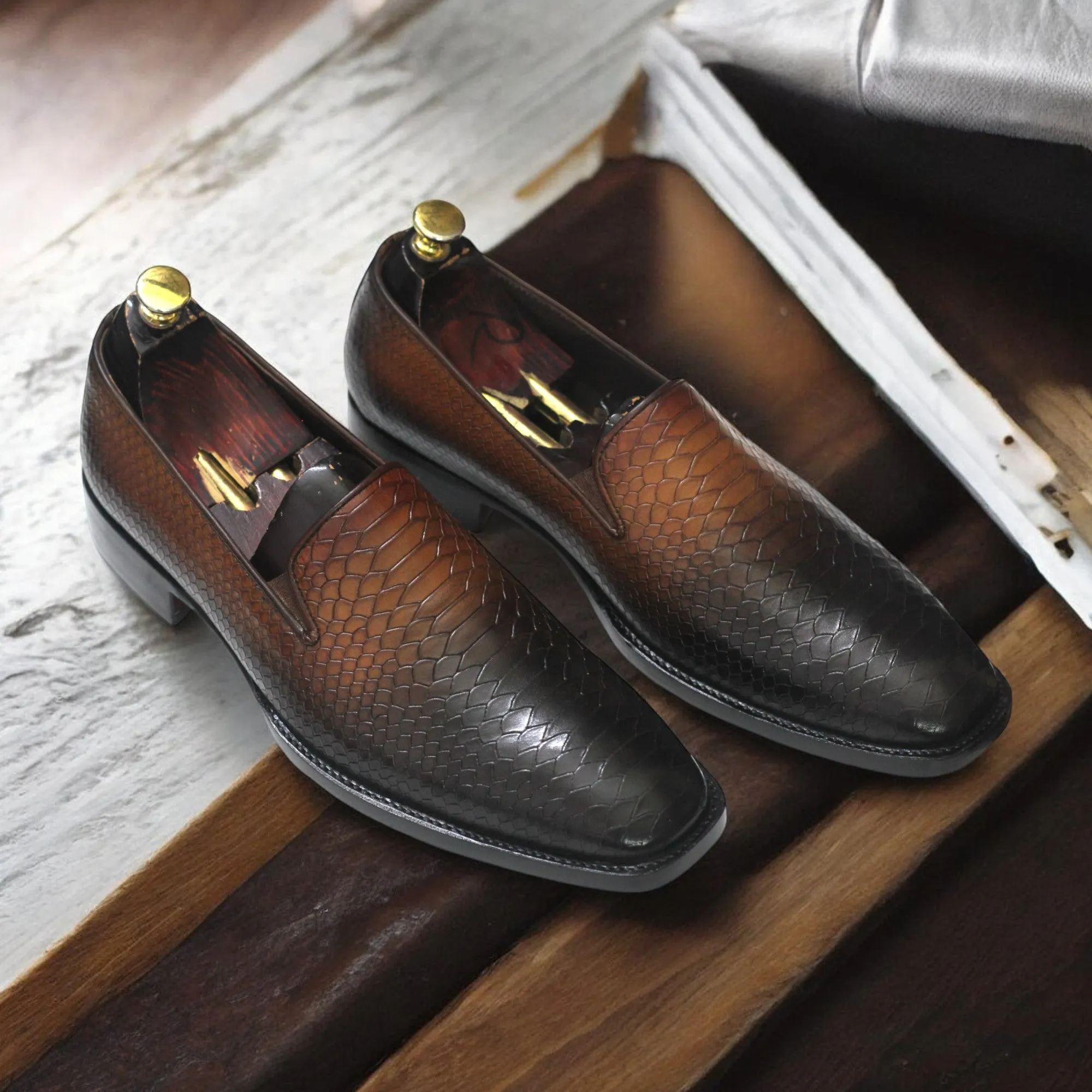 Handmade Python Slip-On Loafers | Luxury Leather Loafer Shoes for Men