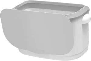 Hanging Trash Can Wall Mounted Collapsible Garbage Waste Bin Space Saving Can with Cover (Ivory White)