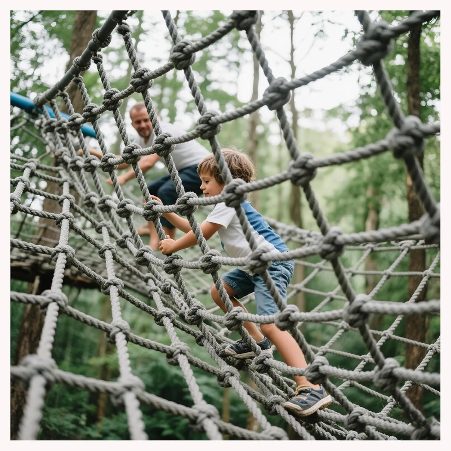 Heavy Duty Climbing Frame Net Playground Net Fence Protective Mesh Truck Cargo Net Cover Outdoor Tree House Hammock,6Mx6M(19.7FTX19.7FT)