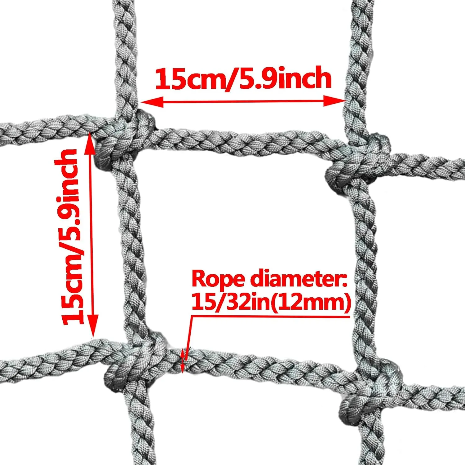 Heavy Duty Climbing Net Indoor Outdoor Decor Rope Net Safety Playground Fence Protective Mesh Truck Cargo Net Cover,1Mx2M(3.3FTx6.6FT)
