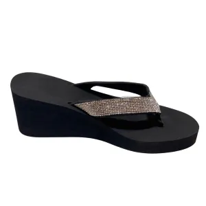 HELANA SEQUINS WEDGE FLIP-FLOP SANDALS