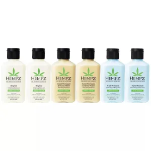 Hempz Hydration on the Go, Herbal Body Moisturizer & Whipped Body Creme Enriched with 100% Pure Natural Hemp Seed Oil, 48-Hour Hydration, TSA Approved Travel Size - 2.25 Fluid Ounce (Pack of 6)