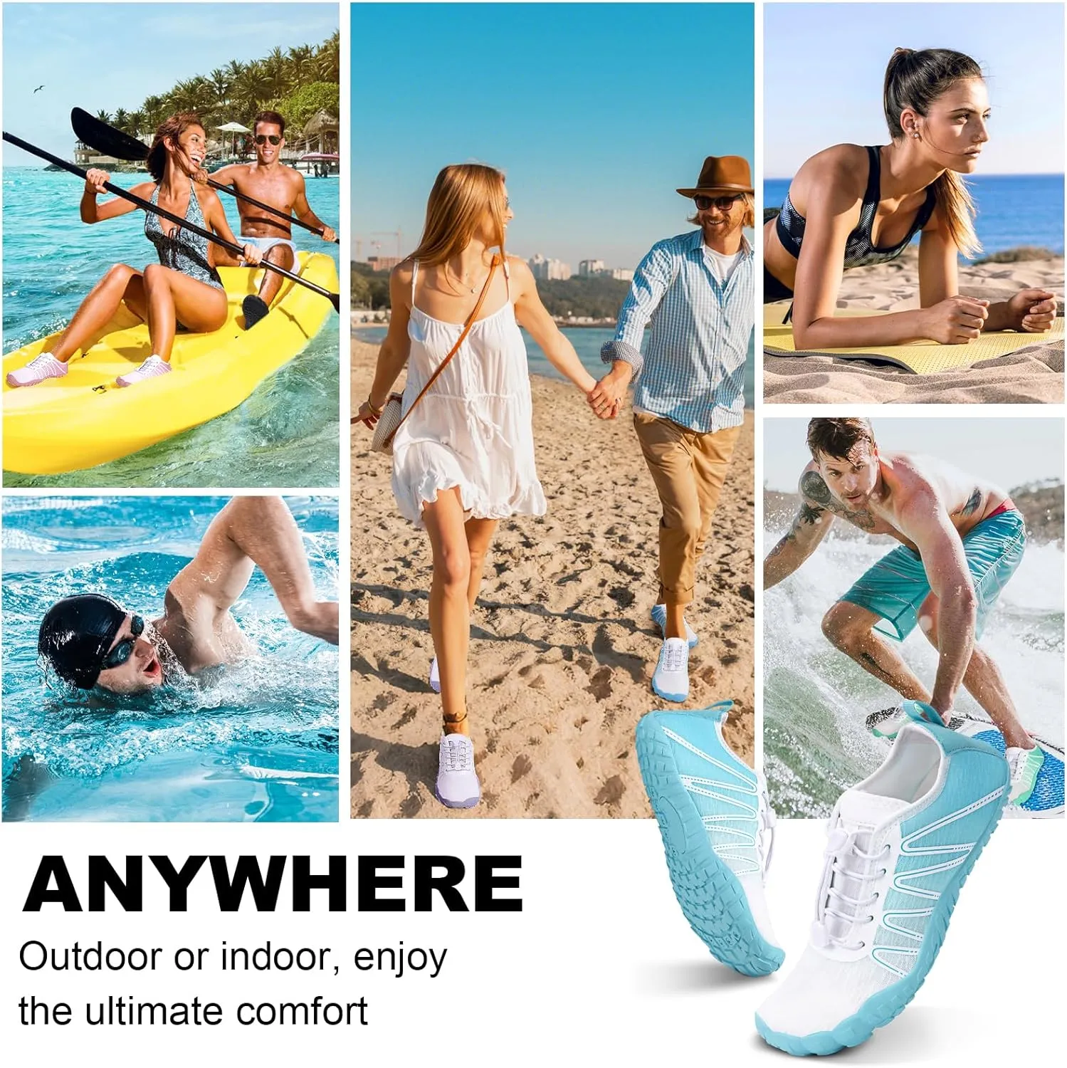 Hike Barefoot Water Shoes Women Men, Pro Grounded Footwear Womens Mens Breathable Wide Toe Box Grounding Unisex for Outdoor Beach Swim Pool Hiking Kayaking Surfing
