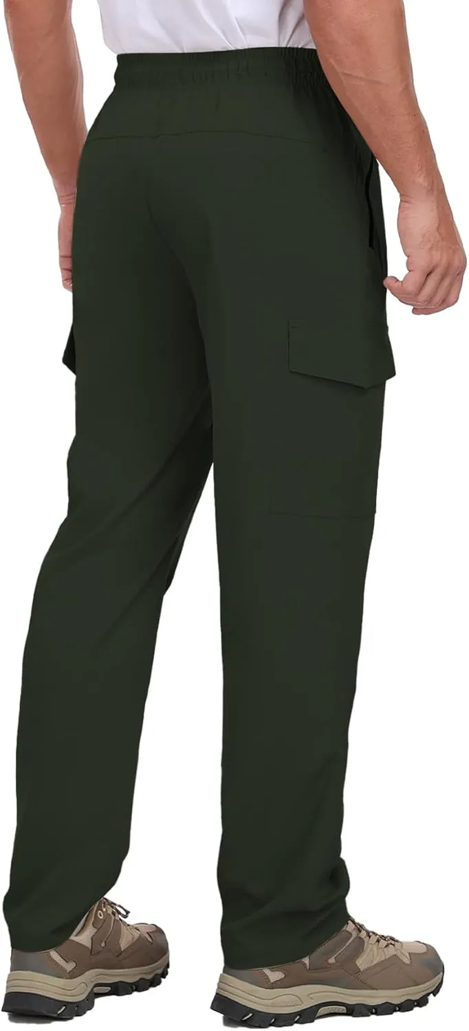 Hiking Pants Men Water Resistant Cargo Pants Lightweight Travel Pants with Zipper Pockets for Work Fishing Outdoor QYY24011