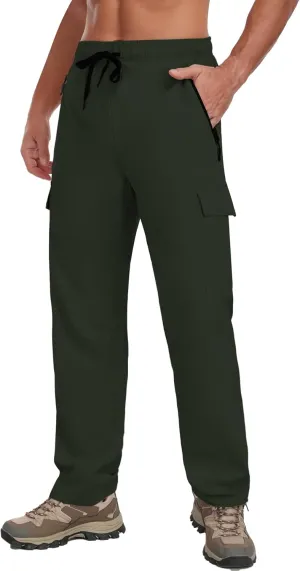 Hiking Pants Men Water Resistant Cargo Pants Lightweight Travel Pants with Zipper Pockets for Work Fishing Outdoor QYY24011