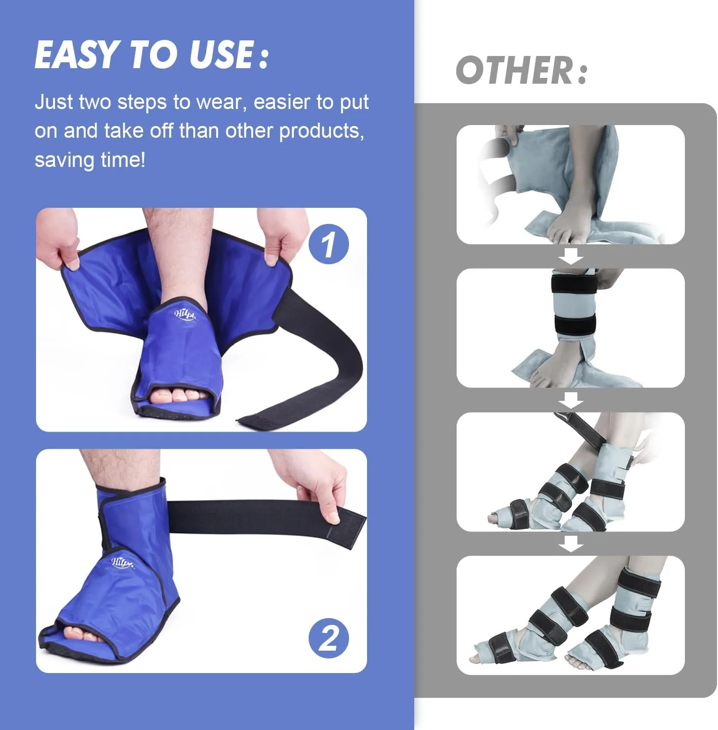Hilph Large Foot Ice Pack Wrap for Swelling & Plantar Fasciitis, Reusable Full Coverage Ankle Heels Ice Cold Pack for Feet Injuries, Foot Pain Relief, Achilles Tendonitis, Sprained Ankle (1 Pack)