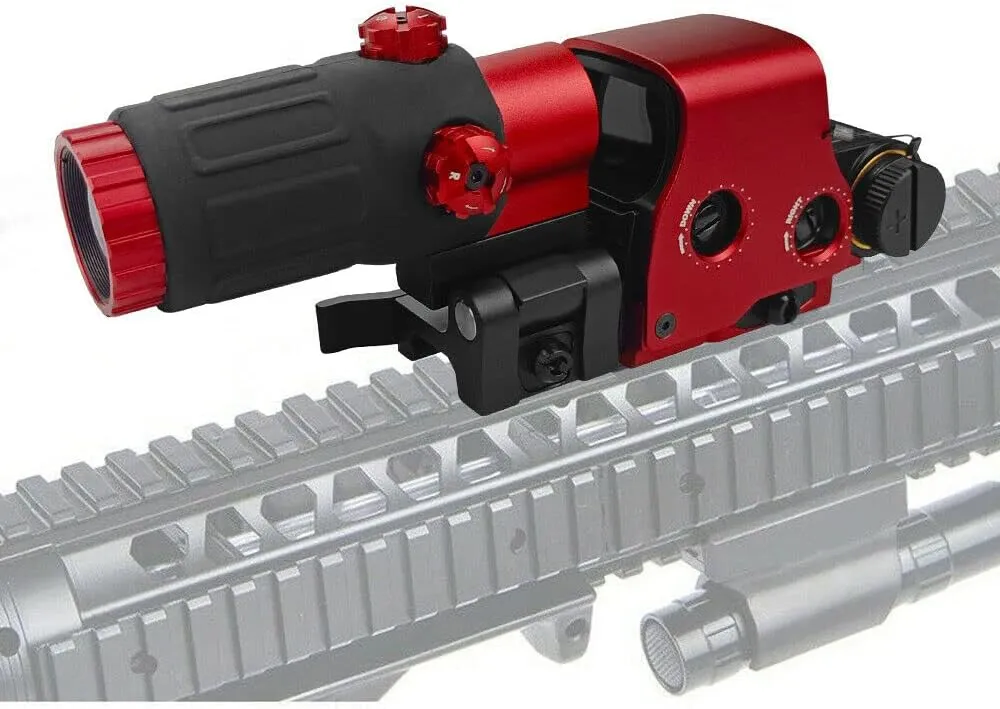 Holographic Sights   3X Magnifier Combo Airsoft Green&Red dot Sight with 20mm Switch to Side Quick Detachable QD Mount