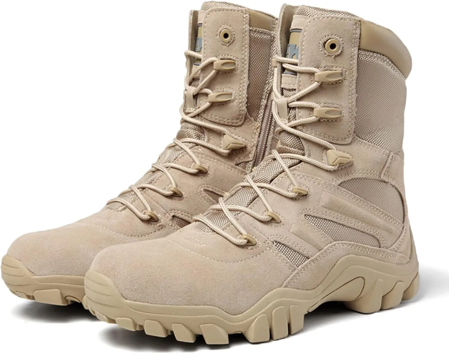 hongrenamz Mens Walking Boots High Top Waterproof Walking Outdoor Camping Shoes Travel Trekking Trails Sand-EU42/US8.5