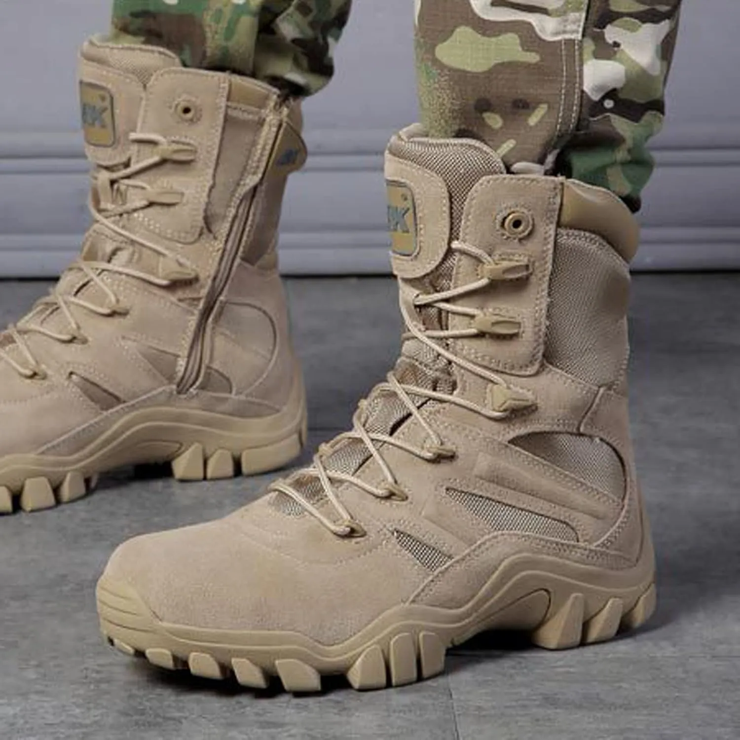 hongrenamz Mens Walking Boots High Top Waterproof Walking Outdoor Camping Shoes Travel Trekking Trails Sand-EU42/US8.5