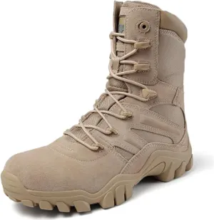hongrenamz Mens Walking Boots High Top Waterproof Walking Outdoor Camping Shoes Travel Trekking Trails Sand-EU42/US8.5