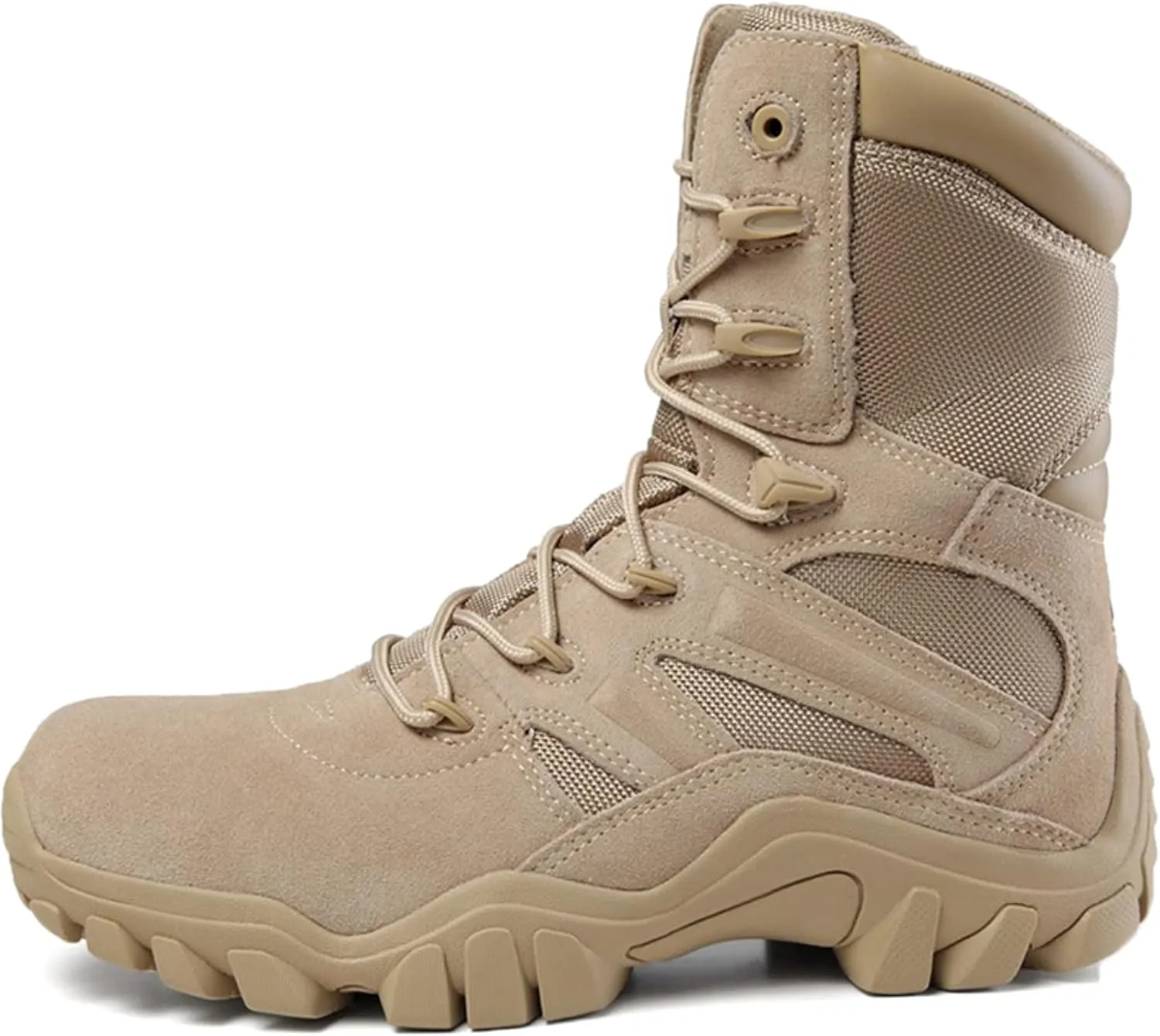 hongrenamz Mens Walking Boots High Top Waterproof Walking Outdoor Camping Shoes Travel Trekking Trails Sand-EU42/US8.5