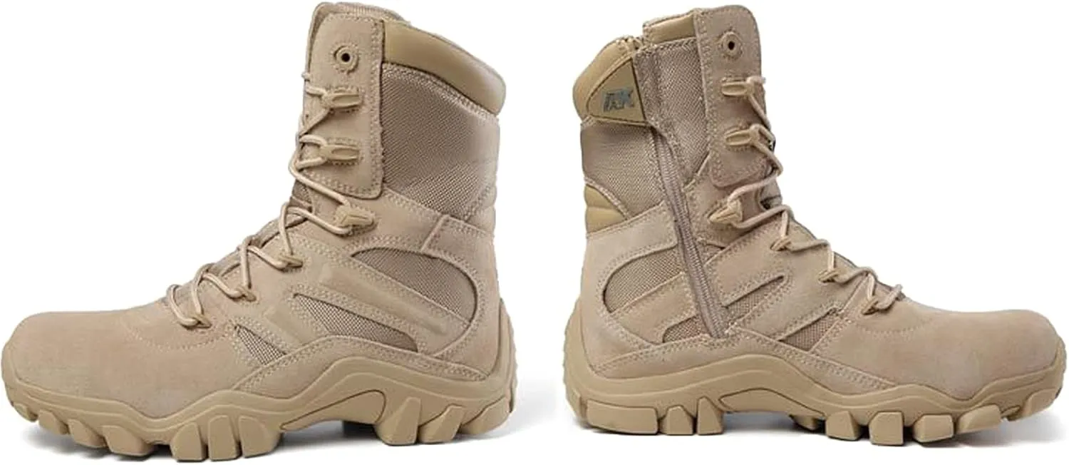 hongrenamz Mens Walking Boots High Top Waterproof Walking Outdoor Camping Shoes Travel Trekking Trails Sand-EU42/US8.5