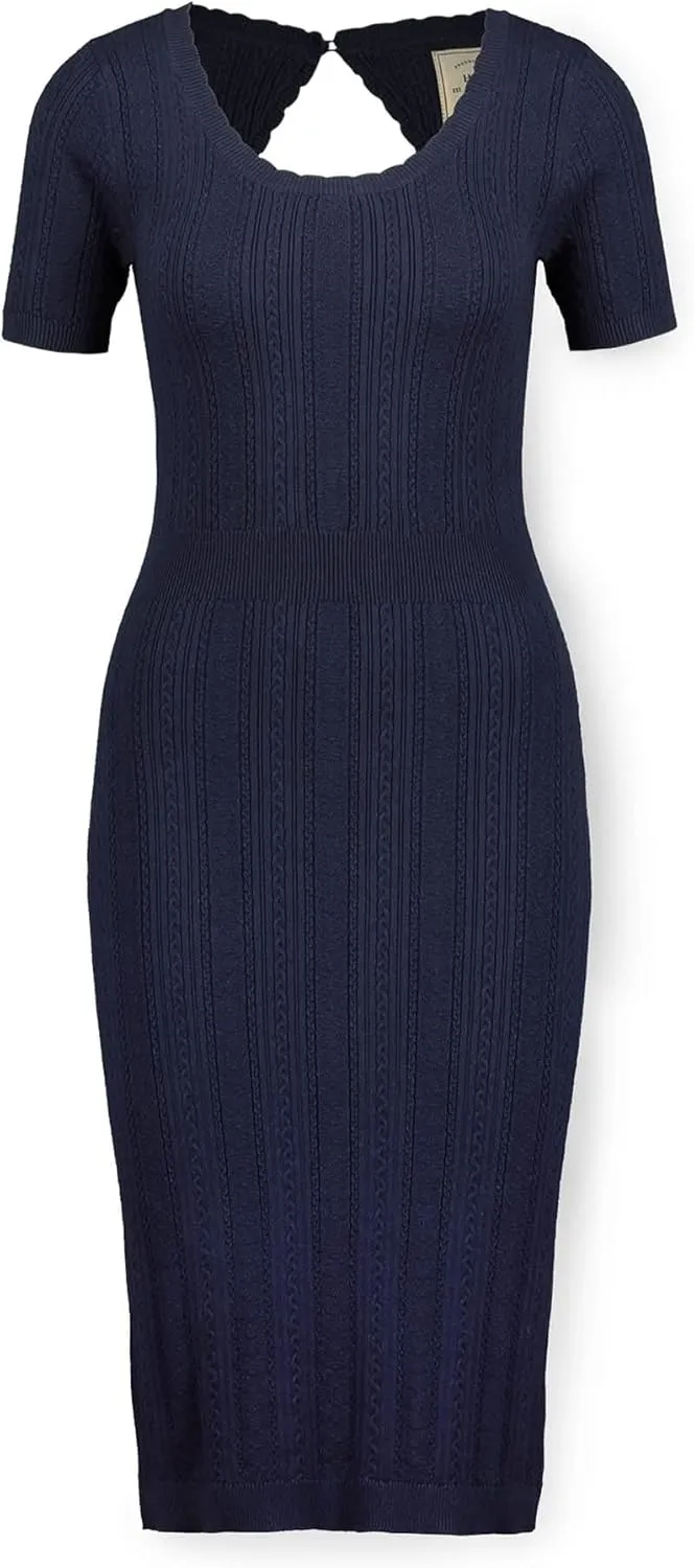 Hope & Henry Womens' Cable Sweater Dress with Elbow Patches
