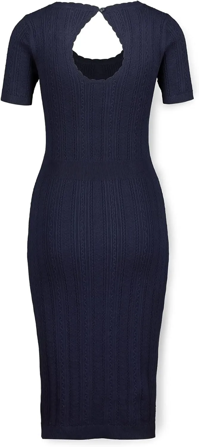 Hope & Henry Womens' Cable Sweater Dress with Elbow Patches