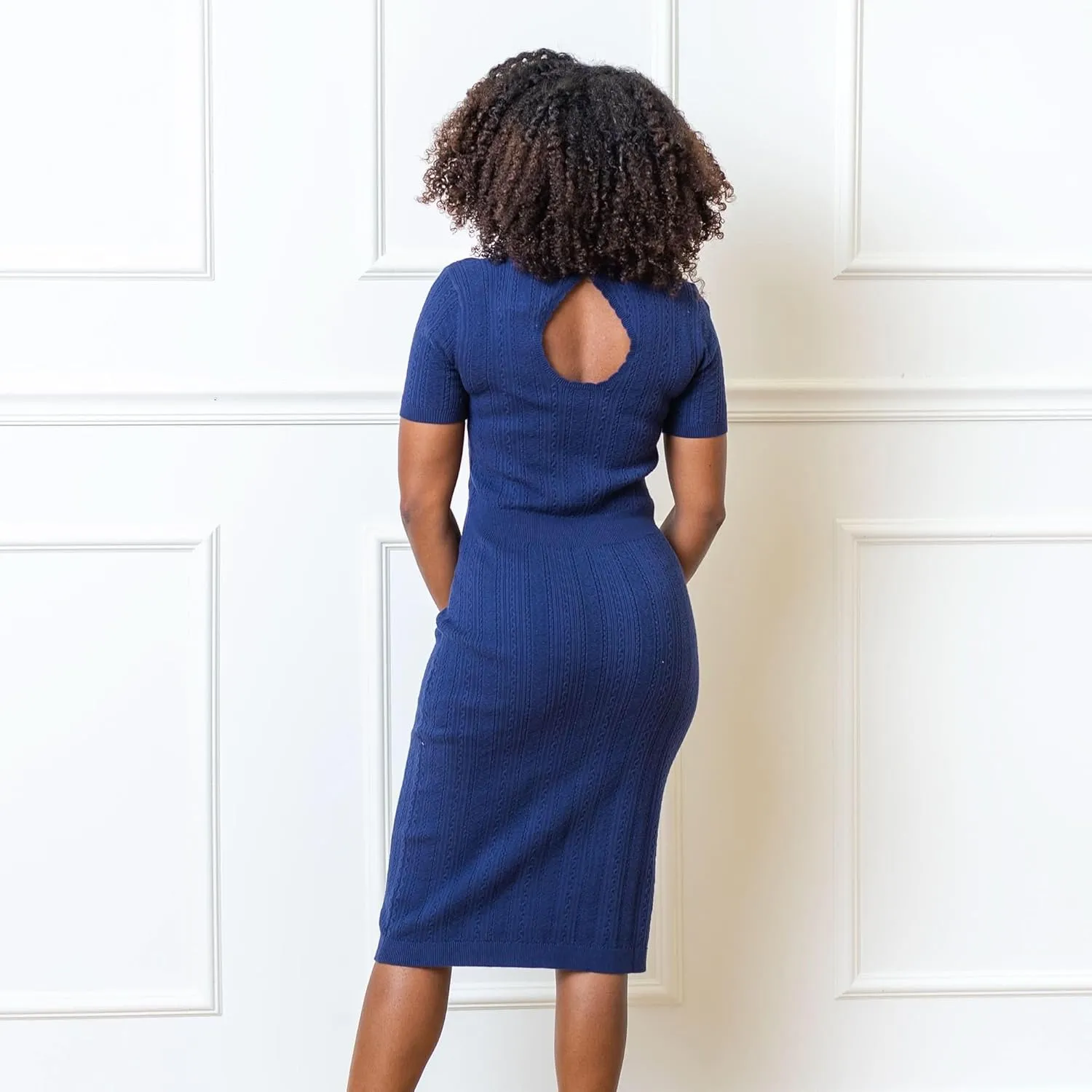 Hope & Henry Womens' Cable Sweater Dress with Elbow Patches