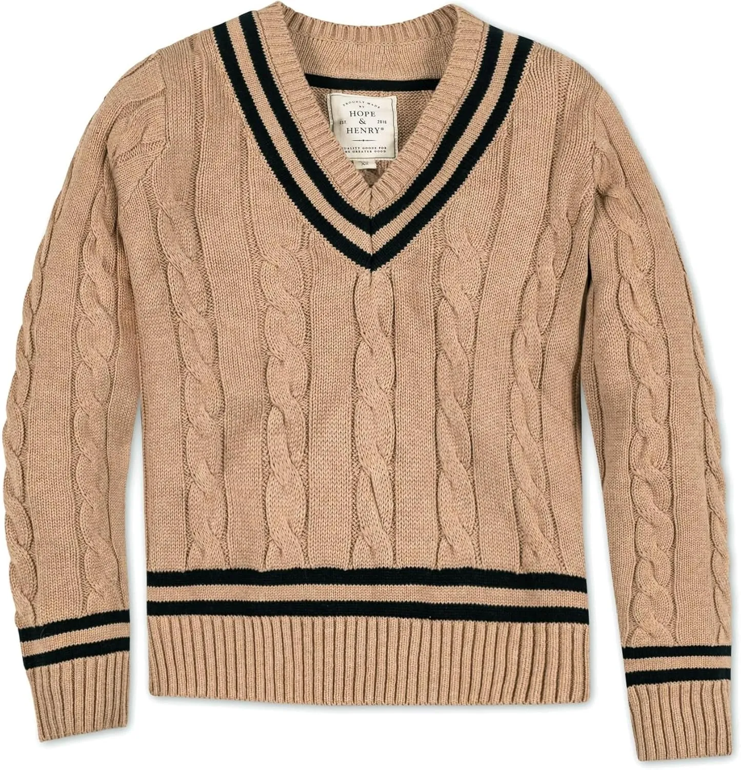 Hope & Henry Women's Long Sleeve Fine Gauge V-Neck Sweater
