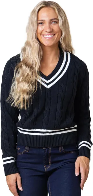 Hope & Henry Women's Long Sleeve Fine Gauge V-Neck Sweater