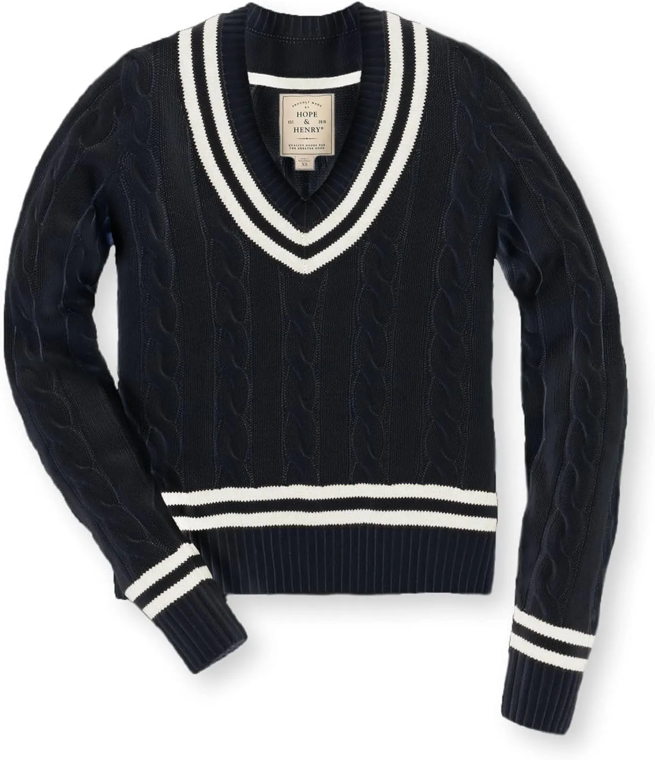 Hope & Henry Women's Long Sleeve Fine Gauge V-Neck Sweater