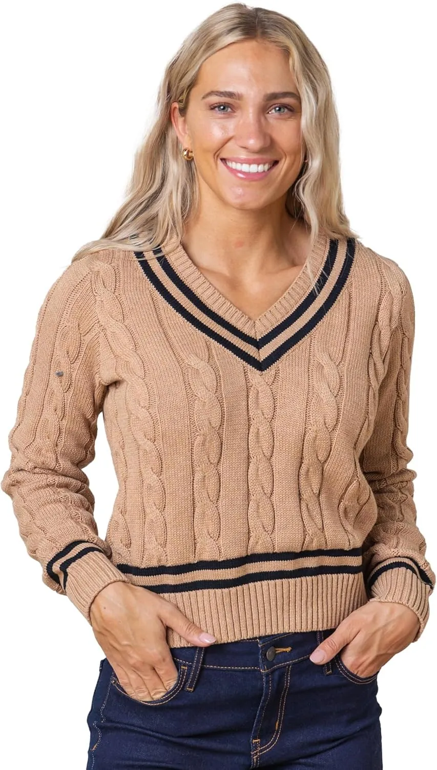 Hope & Henry Women's Long Sleeve Fine Gauge V-Neck Sweater