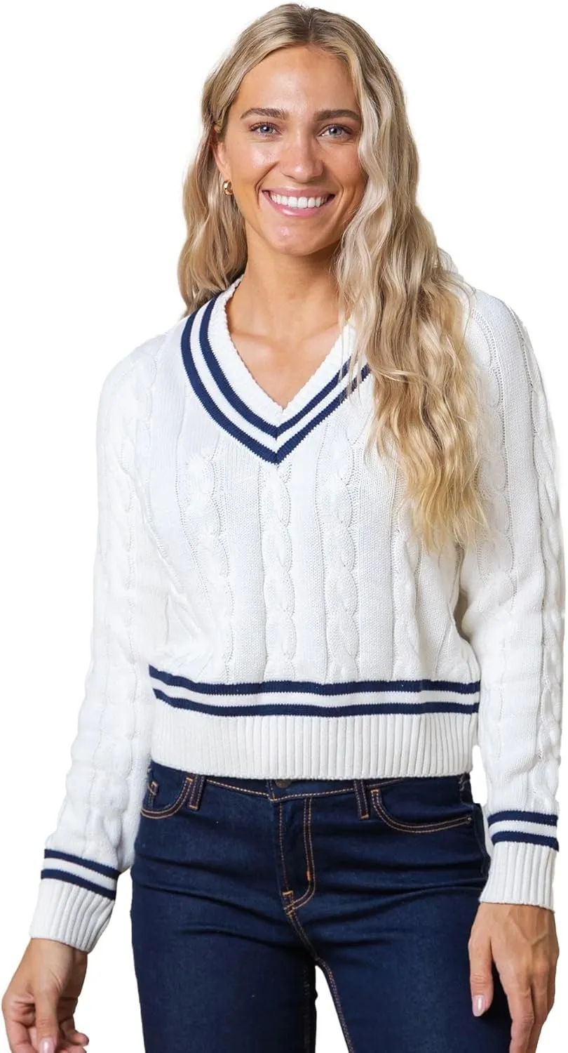 Hope & Henry Women's Long Sleeve Fine Gauge V-Neck Sweater