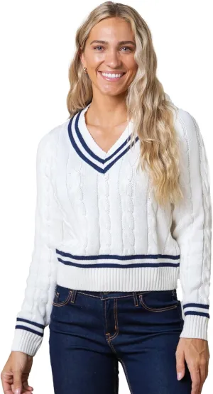 Hope & Henry Women's Long Sleeve Fine Gauge V-Neck Sweater