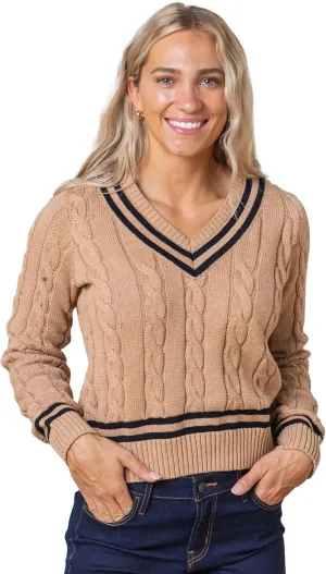 Hope & Henry Women's Long Sleeve Fine Gauge V-Neck Sweater