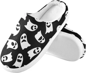 House Slippers for Women Girls,Cute Halloween Ghost Winter Fuzzy Memory Foam Cozy Shoes for Men Slippers Indoor Outdoor Bedroom