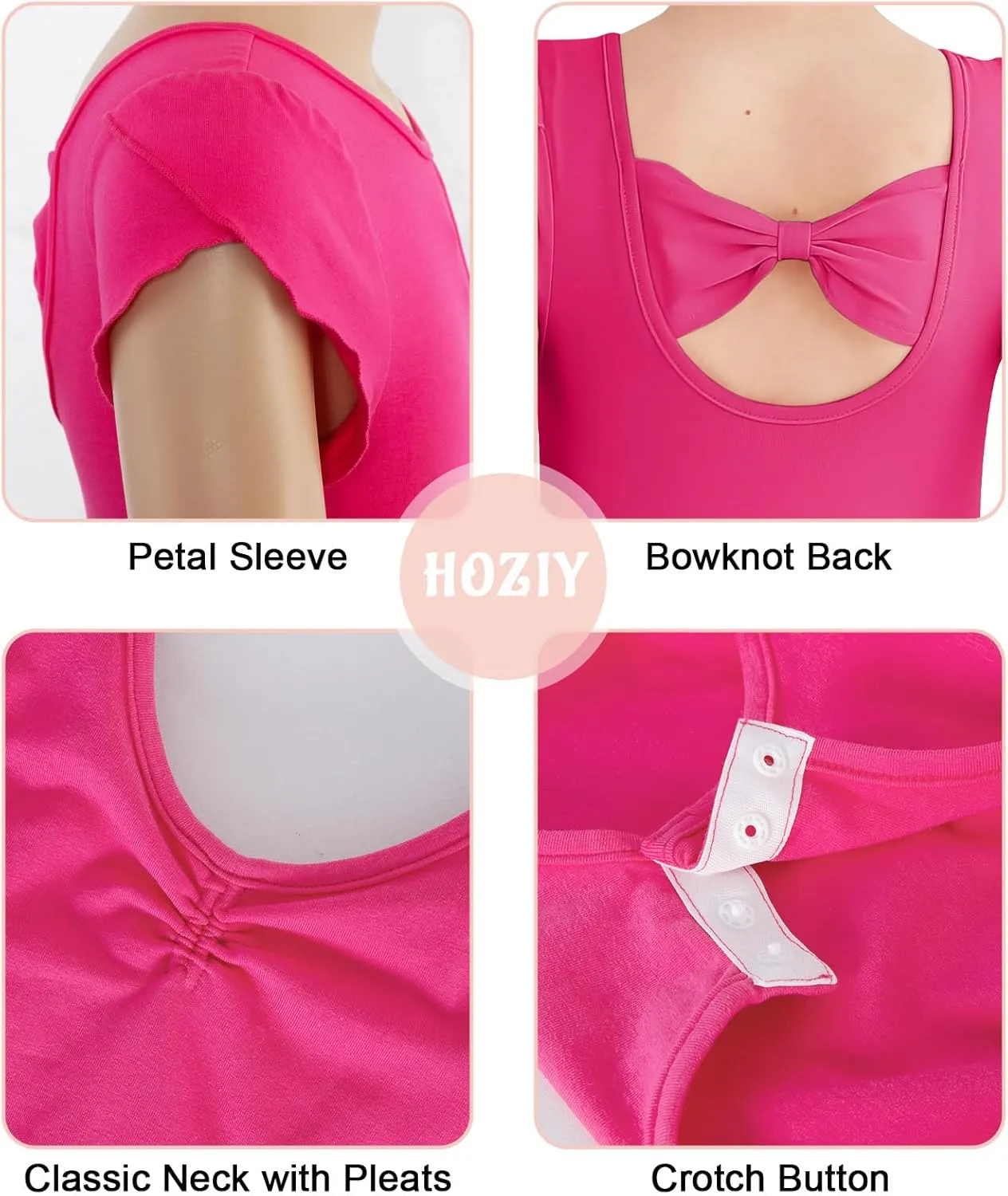 HOZIY Ballet Leotards for Girls Toddler Snap Crotch Bow Back Dance Leotard with Skirt Ballerina Outfit 2-11 Years