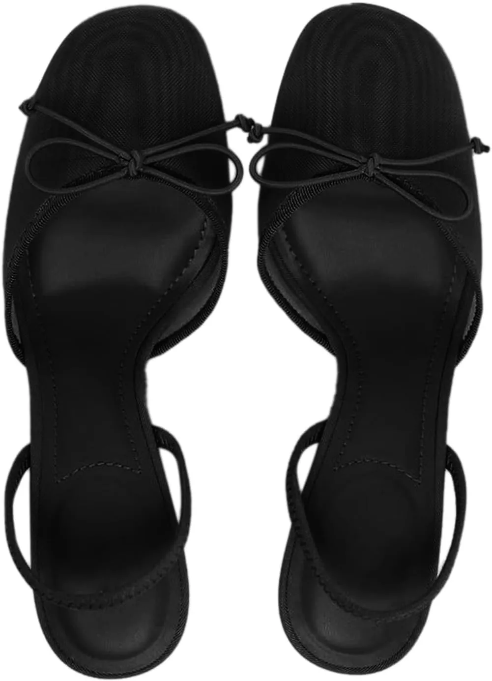 Huntarry Womens Ballet Heels Mesh Closed Square Toe Kitten Heel Slingback Pumps Bowknot Dress Party Summer Shoes