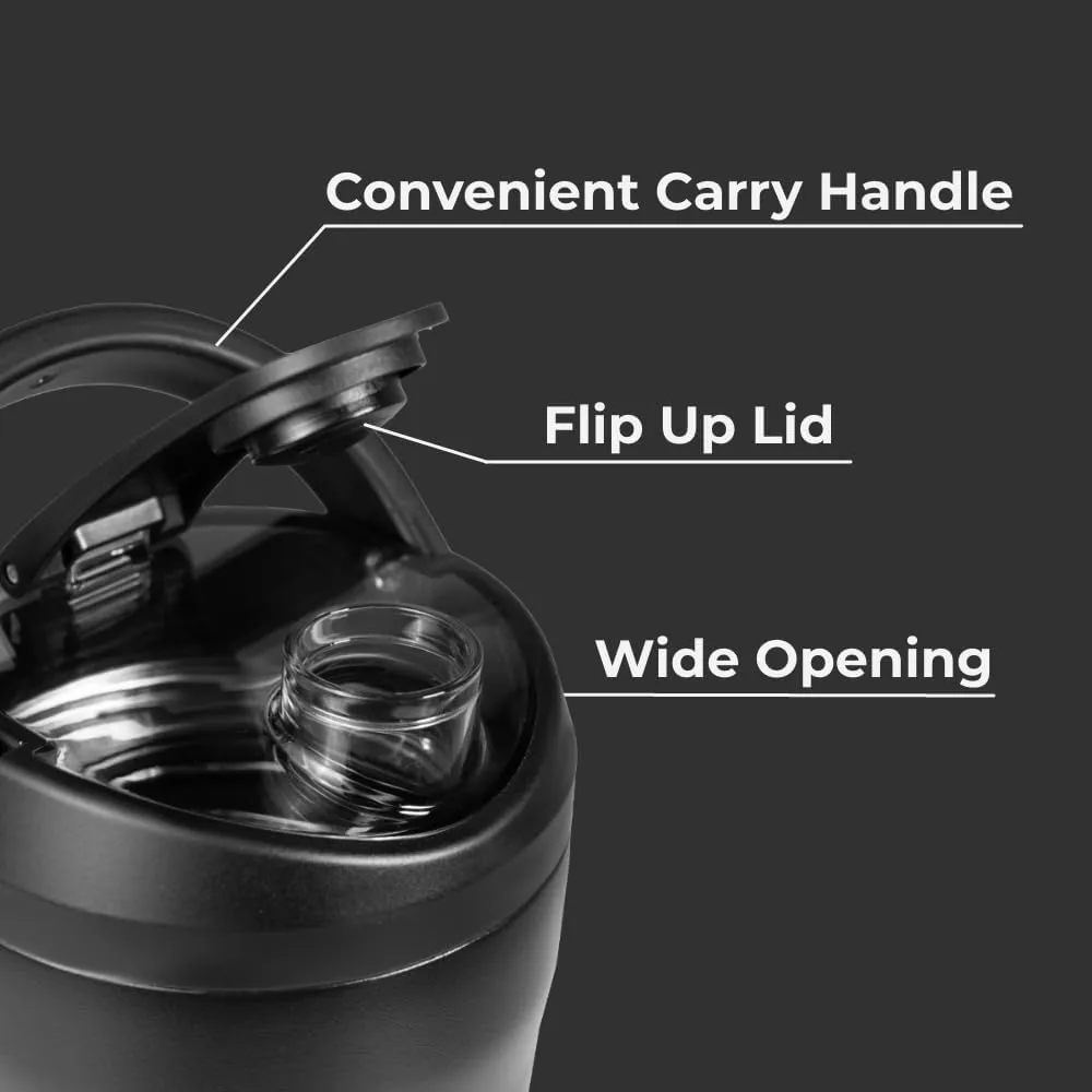 HydroJug 24 oz New Stainless Steel Shaker – Insulated, Leakproof, BPA-Free with Silent Mixing Grate – No Clumps, No Noise – Premium Shaker for Fitness, Sports & Everyday Use, Black