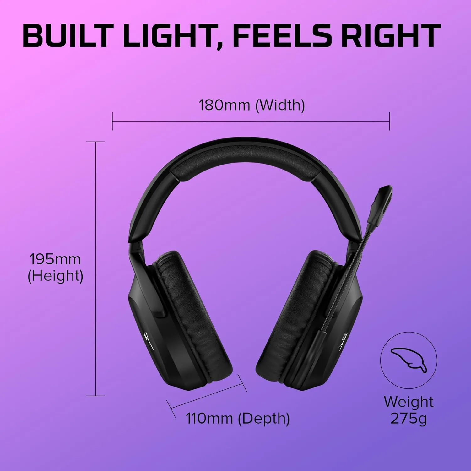 HyperX Cloud Stinger 2 - Wireless Gaming Headset – Compatible with PC. Noise-cancelling Swivel-to-mute Microphone, Comfortable Memory Foam, UP to 20 hours of battery life,Black