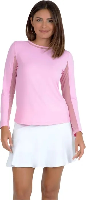 IBKUL Sun Protective UPF 50 Icefil Cooling Long Sleeve Crew Neck Top with Under Arm Mesh – 83000