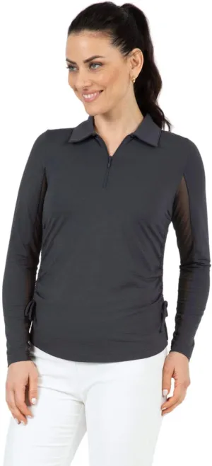 IBKUL Sun Protective UPF 50  Icefil Cooling Tech Adjustable Length Long Sleeve Polo 48000