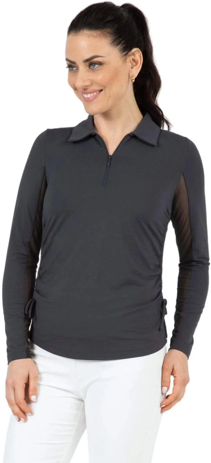 IBKUL Sun Protective UPF 50  Icefil Cooling Tech Adjustable Length Long Sleeve Polo 48000