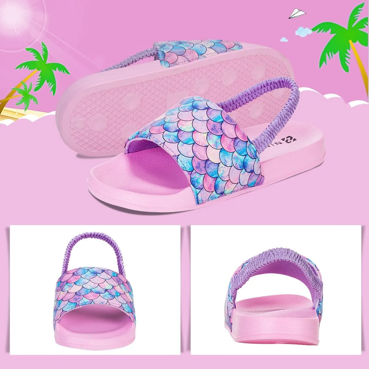 IceUnicorn Kids Girls Slide Sandals Toddler Slippers Boys Non-slip Summer Casual Beach Water Shoes for Indoor & Outdoor
