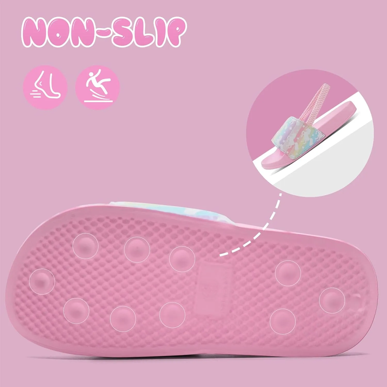 IceUnicorn Kids Girls Slide Sandals Toddler Slippers Boys Non-slip Summer Casual Beach Water Shoes for Indoor & Outdoor