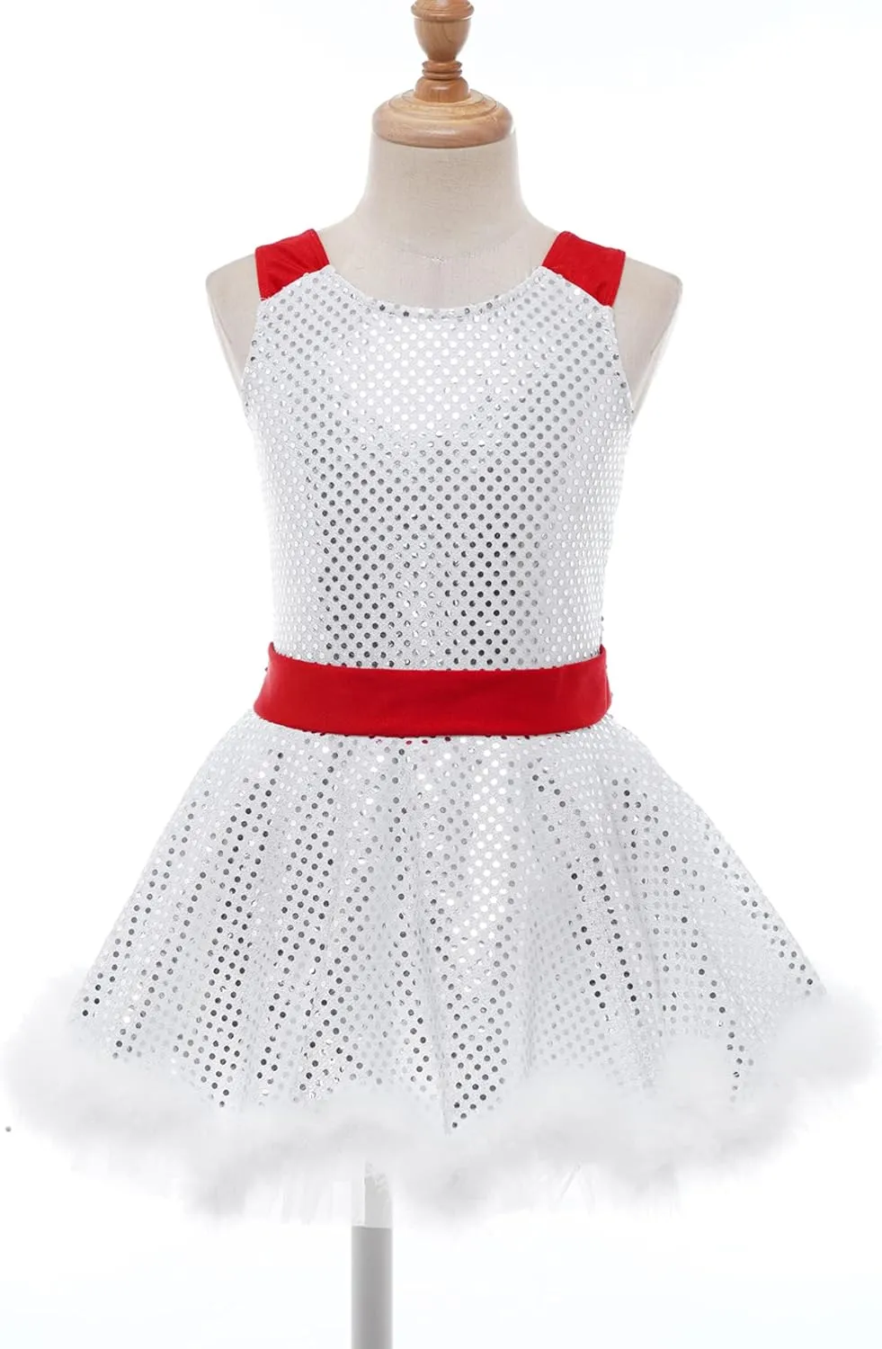 iiniim Kids Girls Sequins Ice Figure Skating Ballet Dance Tutu Dress Christmas Party Costume