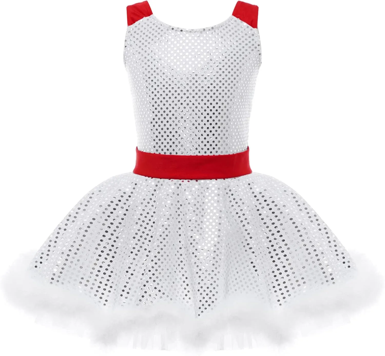 iiniim Kids Girls Sequins Ice Figure Skating Ballet Dance Tutu Dress Christmas Party Costume
