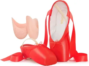 IJONDA Adult Ballet Pointe Shoes for Girls and Women with Toe Pads and Mesh Bag